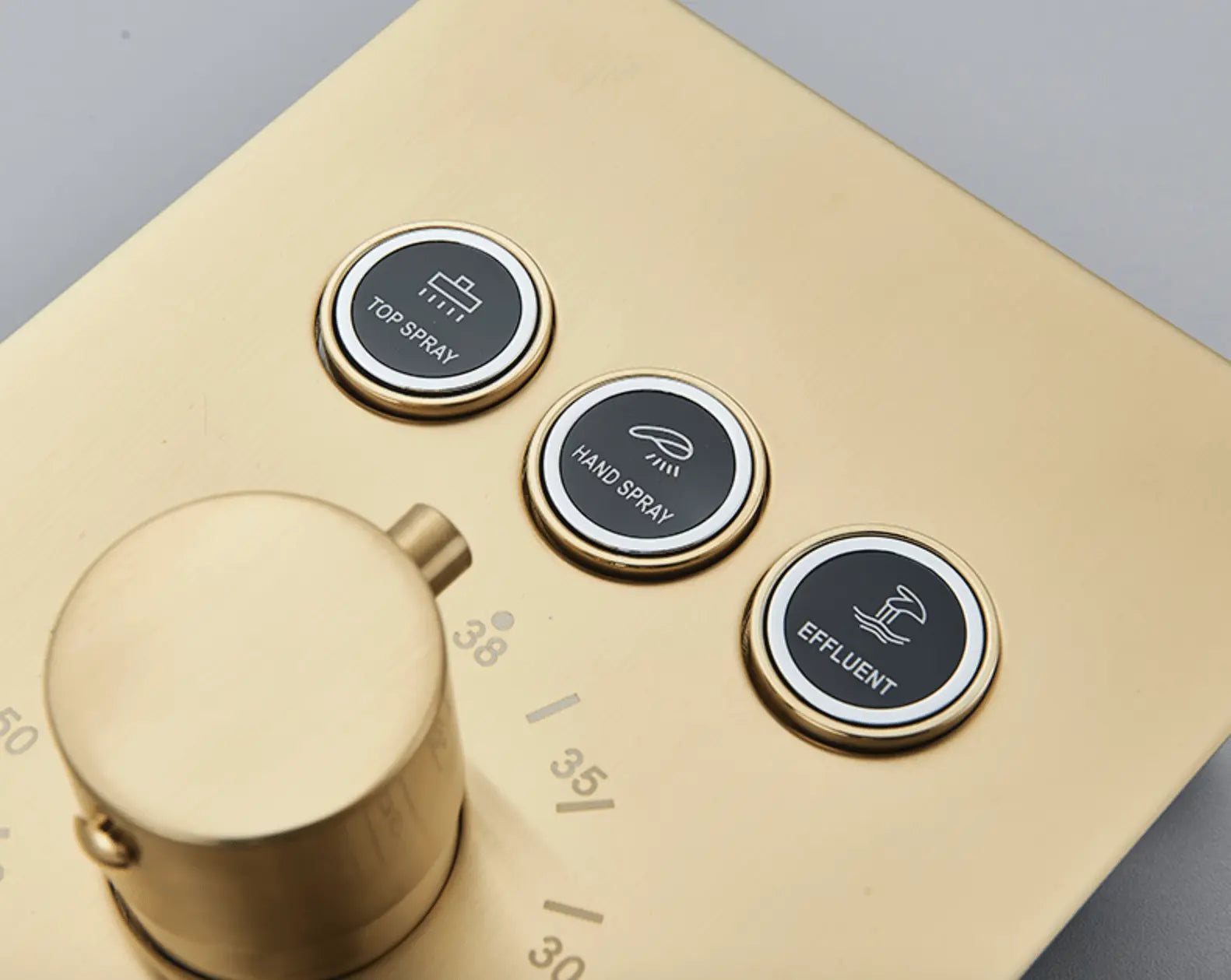 SaniSupreme® SmartPulse Inbouw Plafond Thermostatische Doucheset Alicante 3 weg LED regendouche La Paz Goud Geborsteld