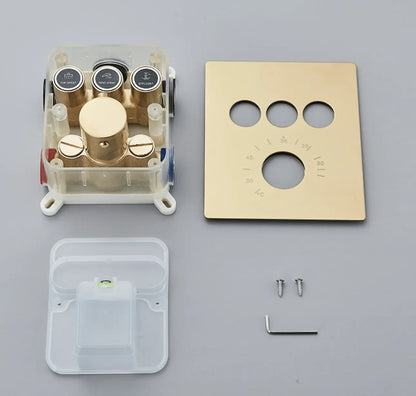 SaniSupreme® SmartPulse Inbouw Plafond Thermostatische Doucheset Alicante 3 weg LED regendouche La Paz Goud Geborsteld