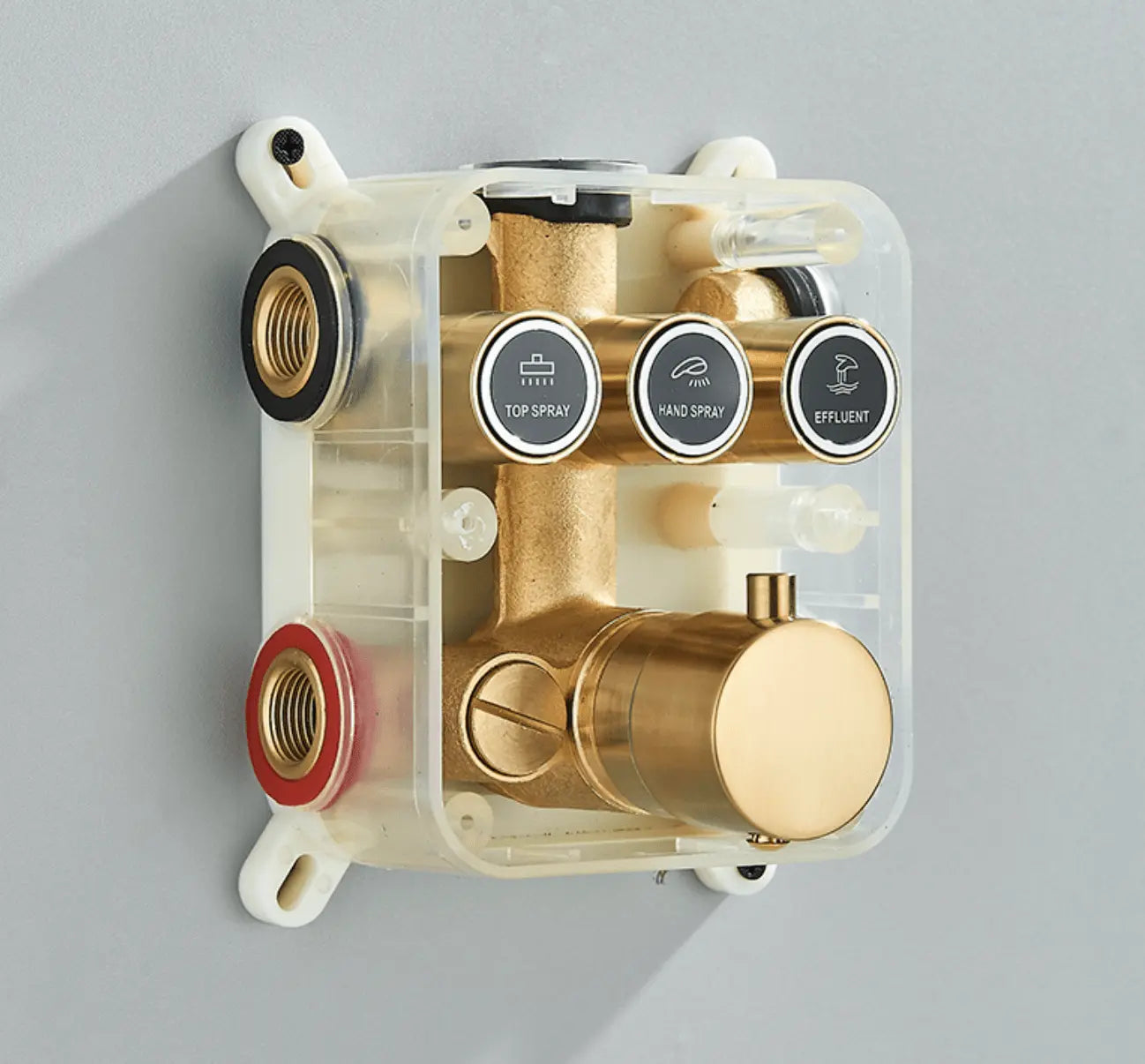 SaniSupreme® SmartPulse Inbouw Plafond Thermostatische Doucheset Alicante 3 weg LED regendouche La Paz Goud Geborsteld