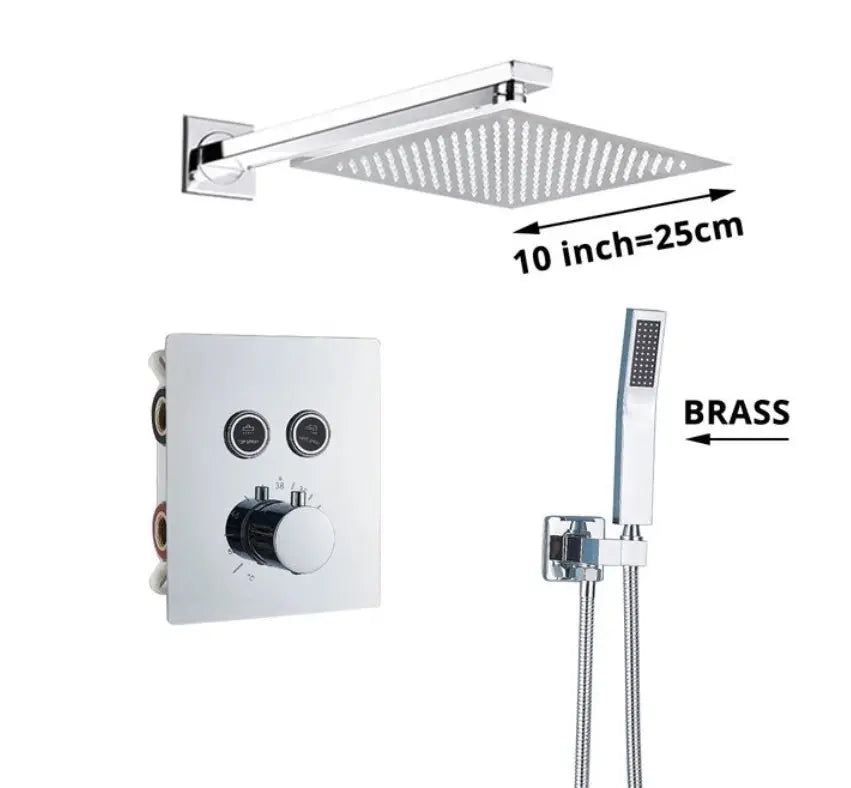 SaniSupreme® SmartPulse Wand Thermostatische Doucheset Alicante 2 weg 25 cm regendouche vierkant chroom glans