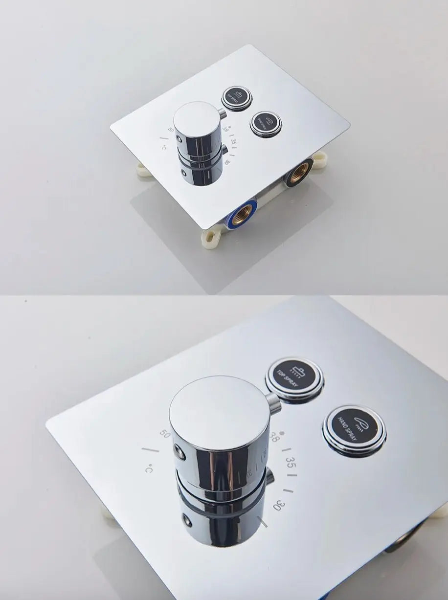 SaniSupreme® SmartPulse Wand Thermostatische Doucheset Alicante 2 weg 25 cm regendouche vierkant chroom glans