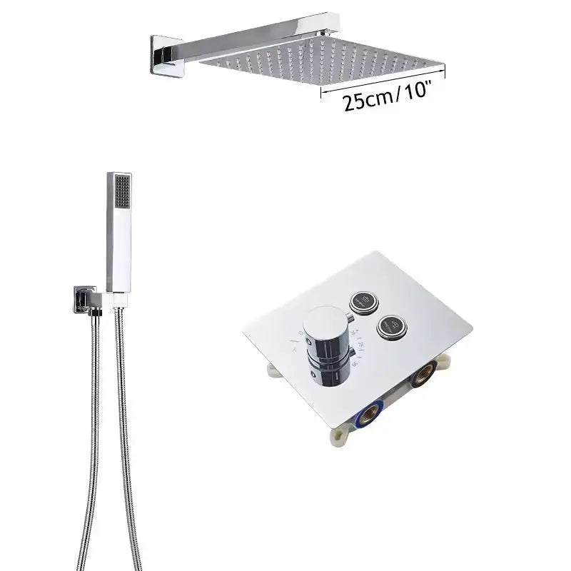 SaniSupreme® SmartPulse Wand Thermostatische Doucheset Alicante 2 weg 25 cm regendouche vierkant chroom glans