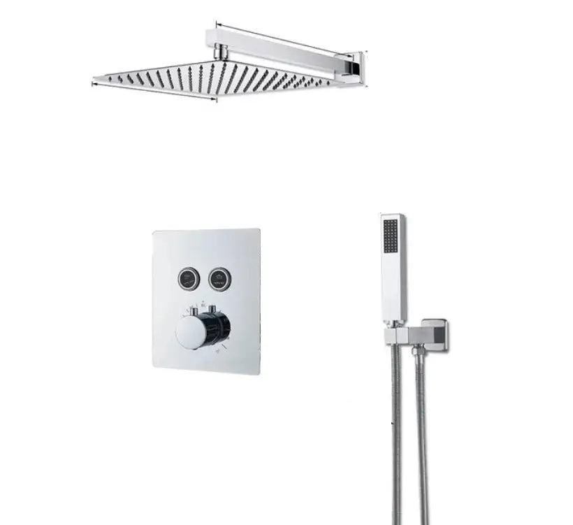 SaniSupreme® SmartPulse Wand Thermostatische Doucheset Alicante 2 weg 30 cm regendouche vierkant chroom glans