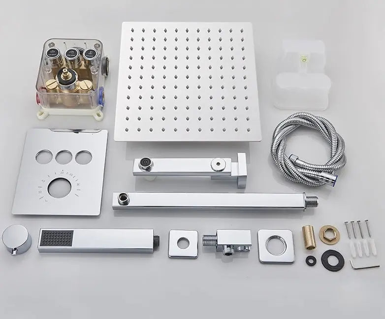 SaniSupreme® SmartPulse Wand Thermostatische Doucheset Alicante 2 weg 40 cm regendouche vierkant chroom glans