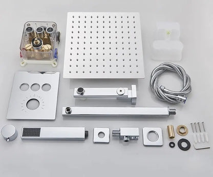 SaniSupreme® SmartPulse Wand Thermostatische Doucheset Alicante 2 weg 40 cm regendouche vierkant chroom glans