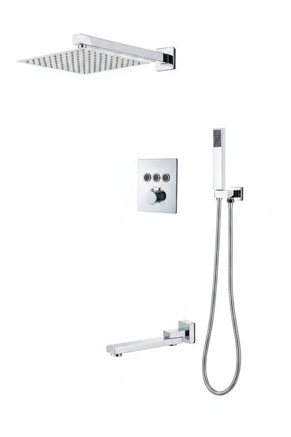 SaniSupreme® SmartPulse Wand Thermostatische Doucheset Alicante 3 weg 20 cm regendouche vierkant chroom glans Sanisupreme