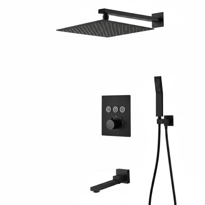 SaniSupreme SmartPulse Wand Thermostatische Doucheset Alicante 3 weg 30 cm regendouche vierkant mat zwart Sanisupreme