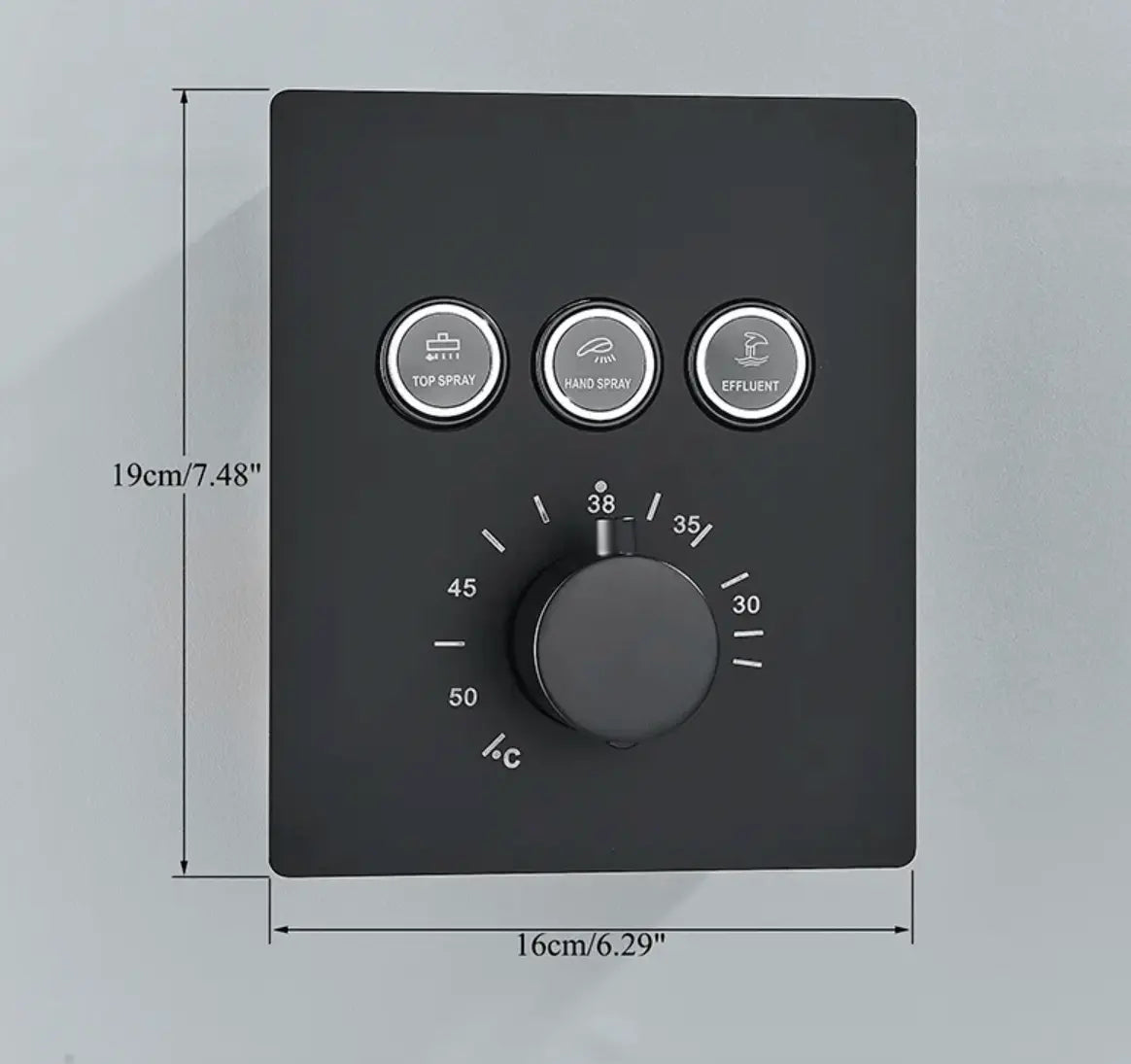 SaniSupreme® SmartPulse Wand Thermostatische Doucheset Biarritz 3 weg waterval met regendoucheplateau mat zwart