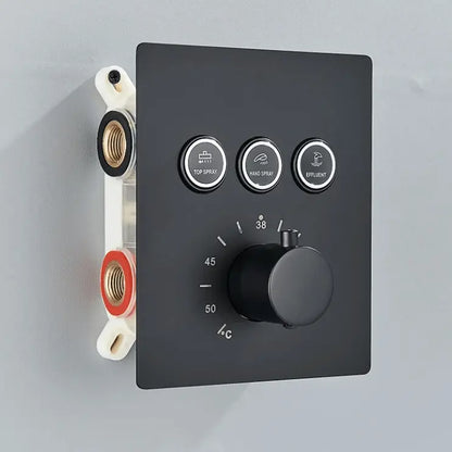 SaniSupreme® SmartPulse Wand Thermostatische Doucheset Biarritz 3 weg waterval met regendoucheplateau mat zwart