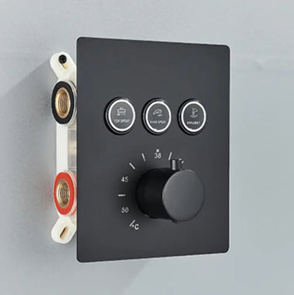 SaniSupreme® SmartPulse Wand Thermostatische Doucheset Biarritz 3 weg waterval met regendoucheplateau mat zwart