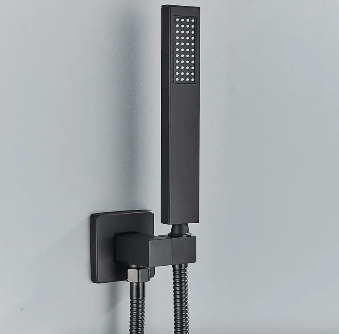 SaniSupreme® SmartPulse Wand Thermostatische Doucheset Biarritz 3 weg waterval met regendoucheplateau mat zwart