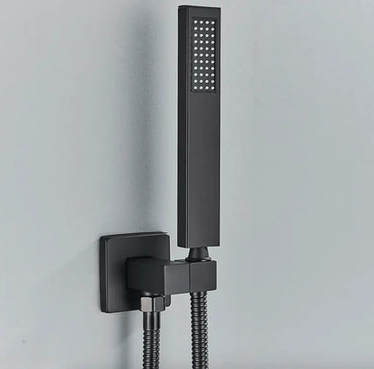 SaniSupreme® SmartPulse Wand Thermostatische Doucheset Biarritz 3 weg waterval met regendoucheplateau mat zwart