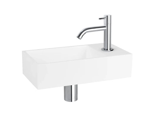 Sanisupreme Solid fonteinset – solid surface – kraan gebogen chroom