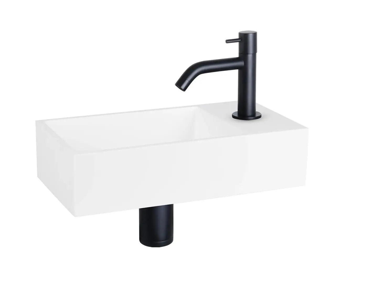 Sanisupreme Solid fonteinset – solid surface – kraan gebogen mat zwart