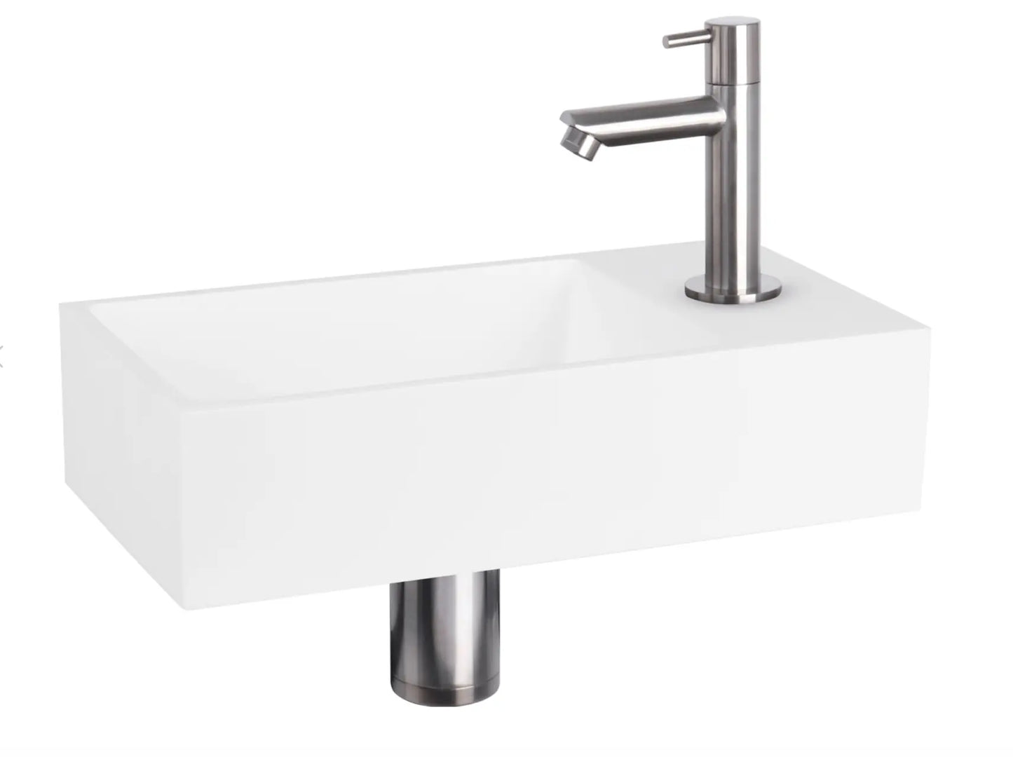 Sanisupreme Solid fonteinset – solid surface – kraan recht mat chroom