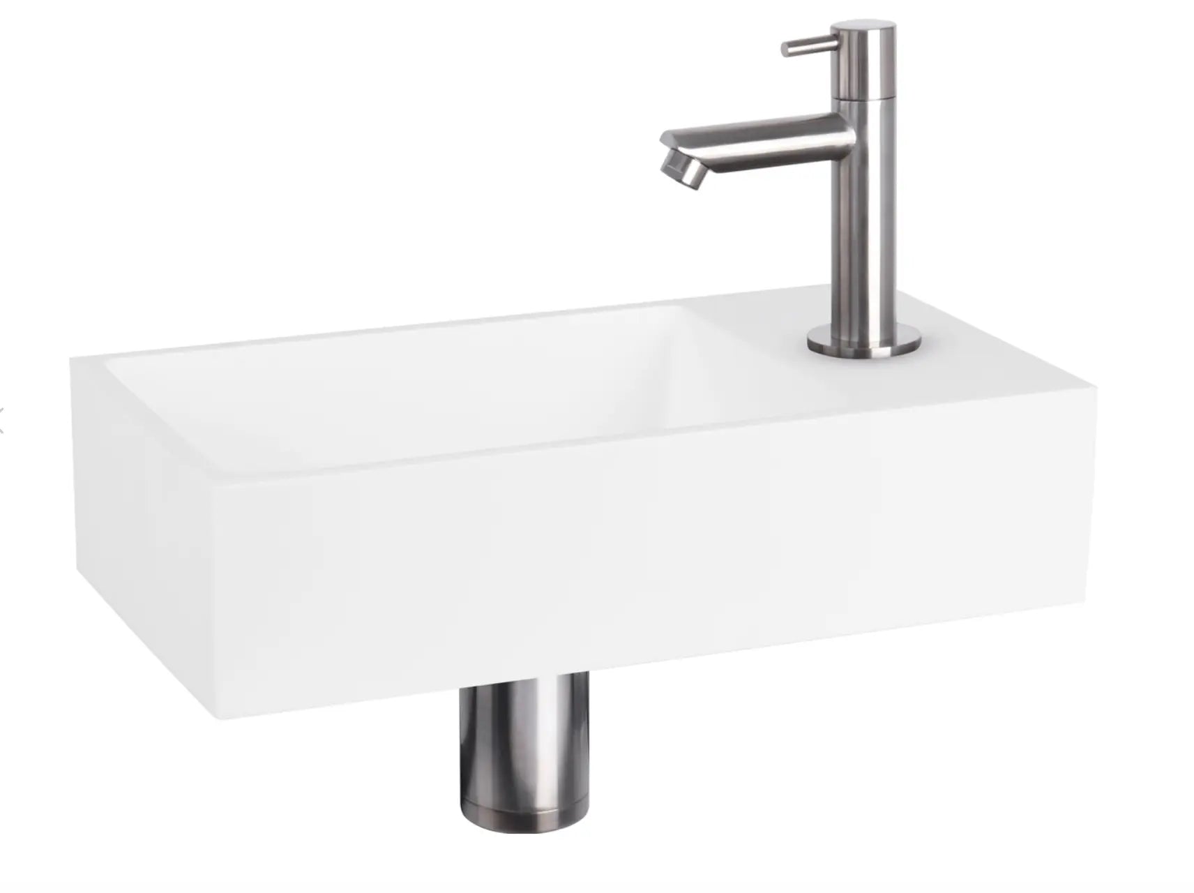 Sanisupreme Solid fonteinset – solid surface – kraan recht mat chroom