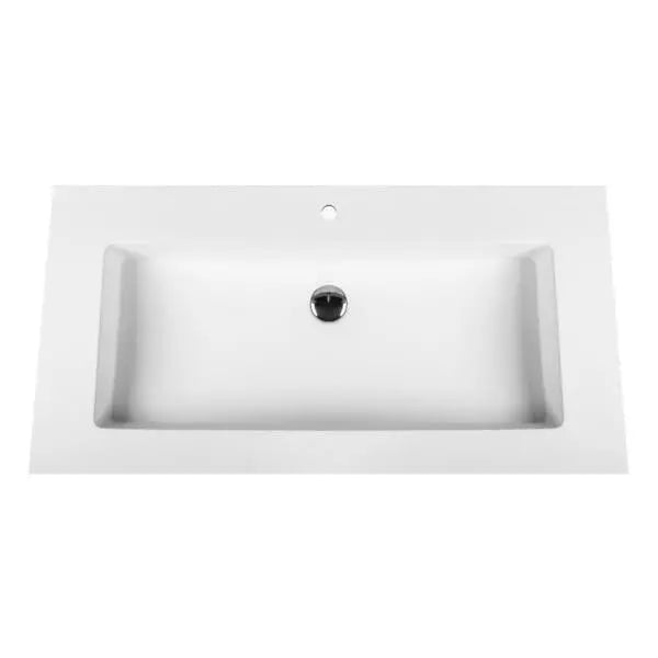 SaniSupreme SOLID SURFACE enkele WASTAFEL (80CM) - WIT - met kraangat