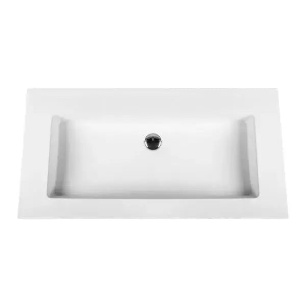 SaniSupreme SOLID SURFACE enkele WASTAFEL (80CM) - WIT - zonder kraangat