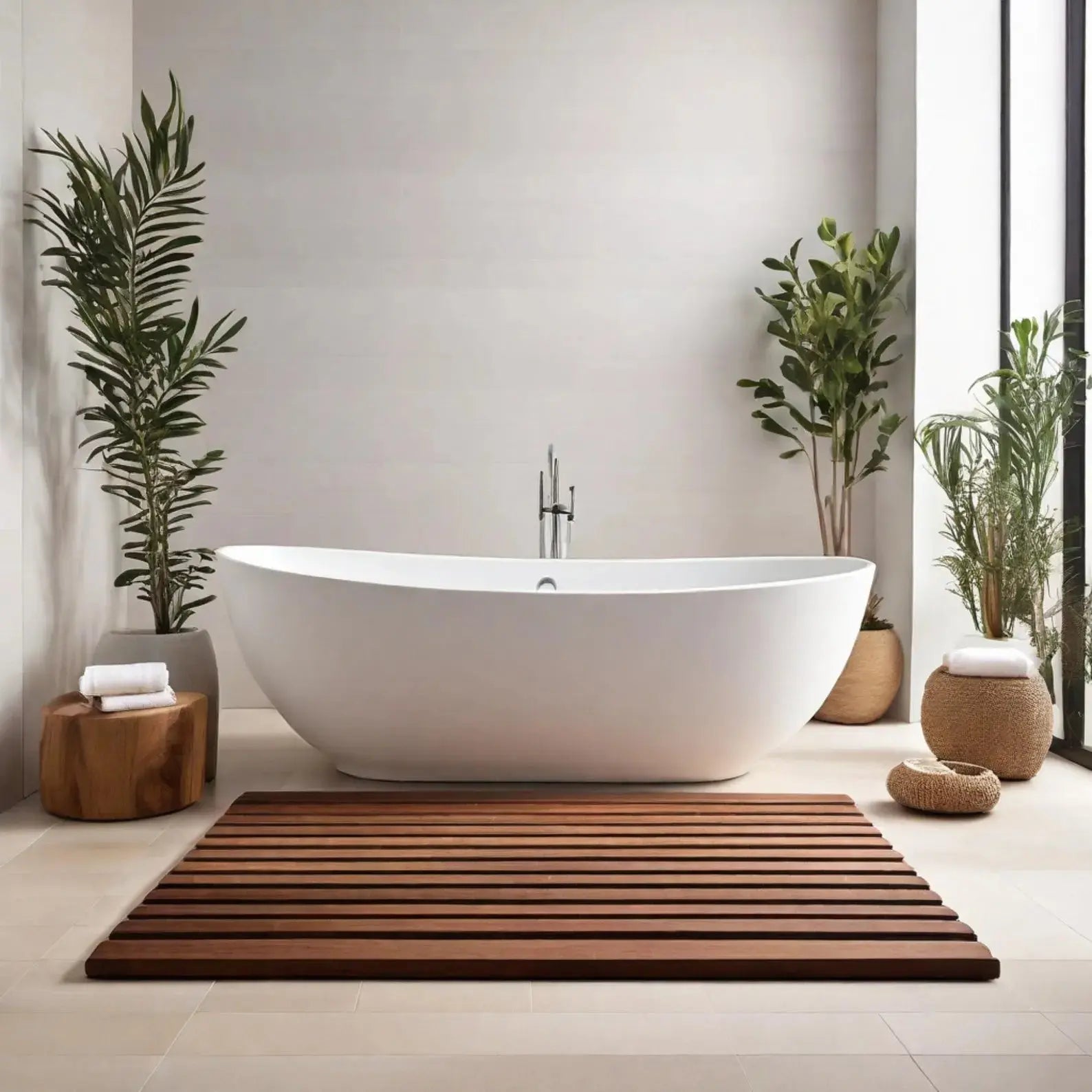 SaniSupreme SuperiorLine Teak badmat 50 x 100 cm. vast model (niet oprolbaar)