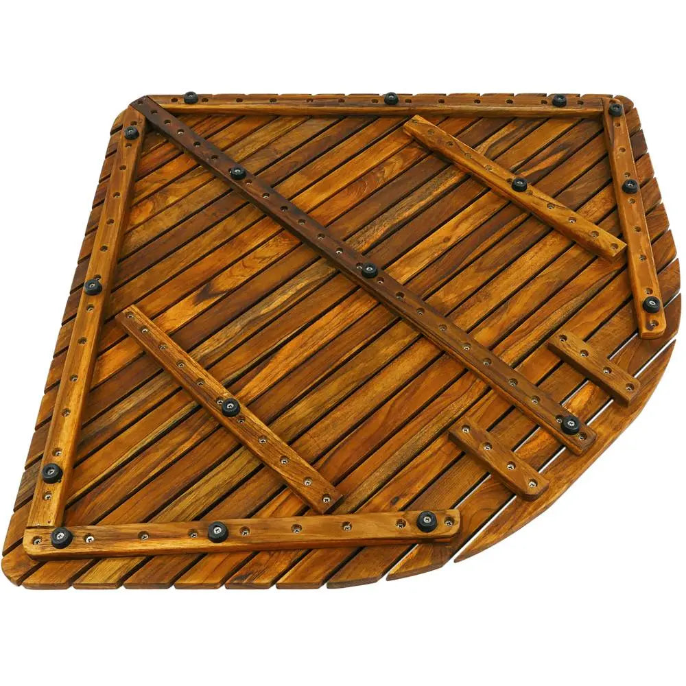 SaniSupreme SuperiorLine Teak badmat 71 x 71 cm. halfrond vast model (niet oprolbaar)