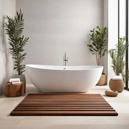 SaniSupreme SuperiorLine Teak badmat 71 x 71 cm. halfrond vast model (niet oprolbaar)