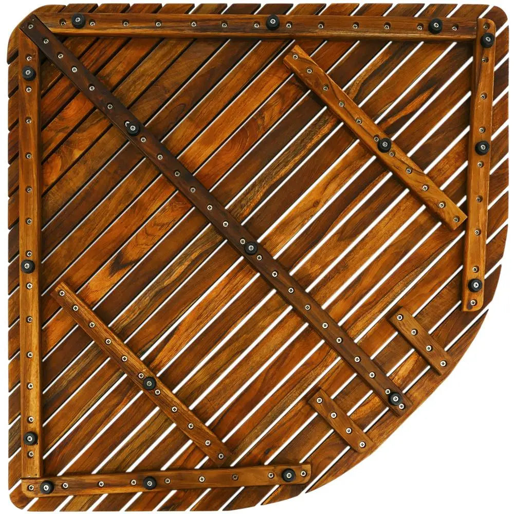 SaniSupreme SuperiorLine Teak badmat 71 x 71 cm. halfrond vast model (niet oprolbaar)