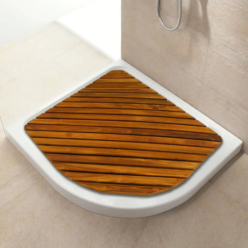 SaniSupreme SuperiorLine Teak badmat 71 x 71 cm. halfrond vast model (niet oprolbaar)