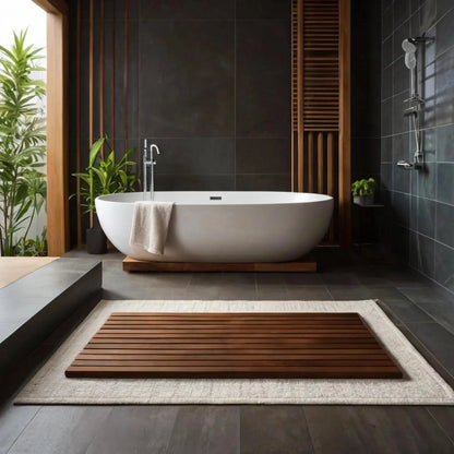 SaniSupreme SuperiorLine Teak badmat 80 x 50 cm. vast model (niet oprolbaar)