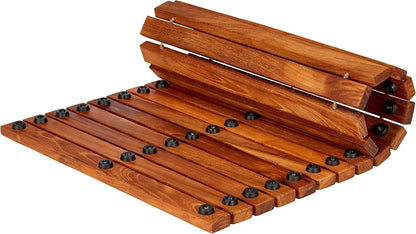 SaniSupreme SuperiorLine Teak badmat vierkant 66 x 106 cm. flexibel model (oprolbaar)