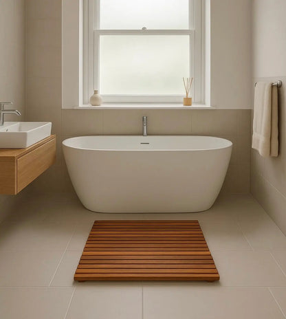 SaniSupreme SuperiorLine Teak badmat vierkant 71 x 71 cm. vast model (niet oprolbaar)