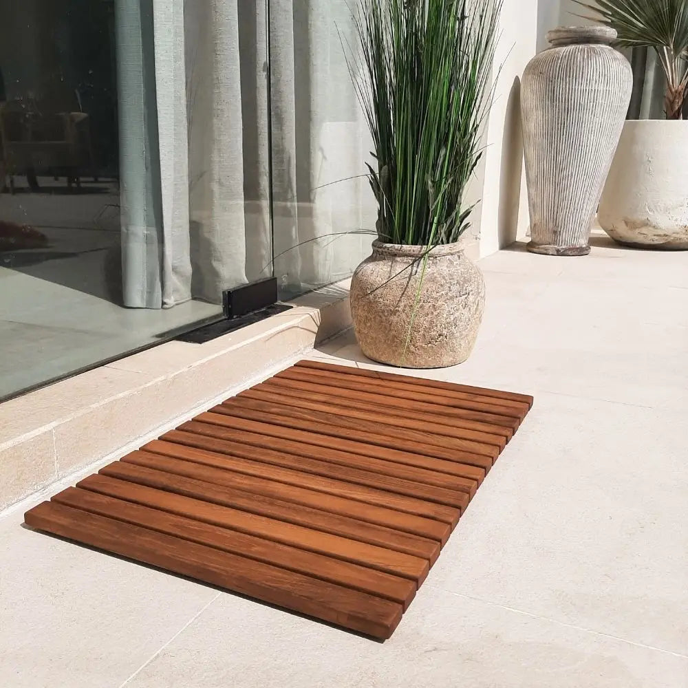 SaniSupreme SuperiorLine WoodLine Teak badmat rechthoek oprolbaar 66 x 86 cm