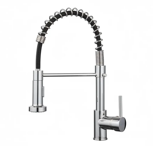 SaniSupreme thermostatische keukenkraan Bologna gebogen met veer Chroom Sanisupreme