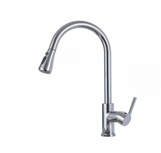 SaniSupreme thermostatische keukenkraan uittrekbaar Bologna gebogen chroom Sanisupreme