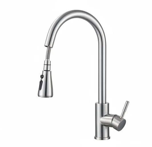SaniSupreme thermostatische keukenkraan uittrekbaar Bologna gebogen RVS Sanisupreme