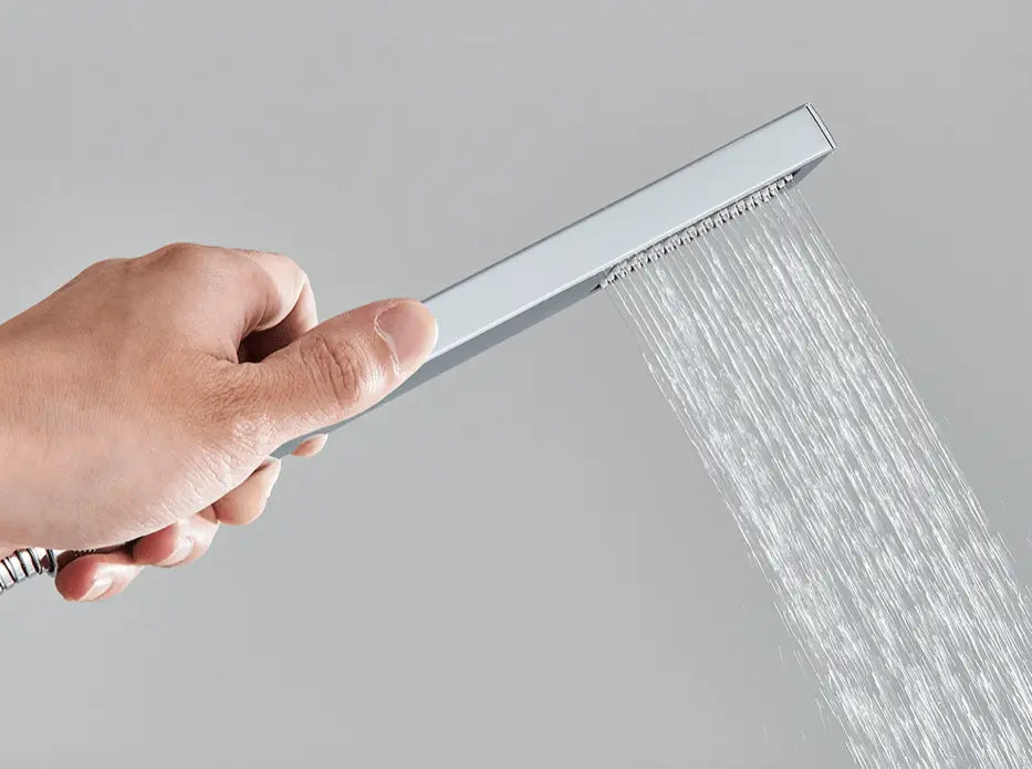 SaniSupreme Turijn handdouche smal plat rechthoek Messing chroom luxe zware kwaliteit