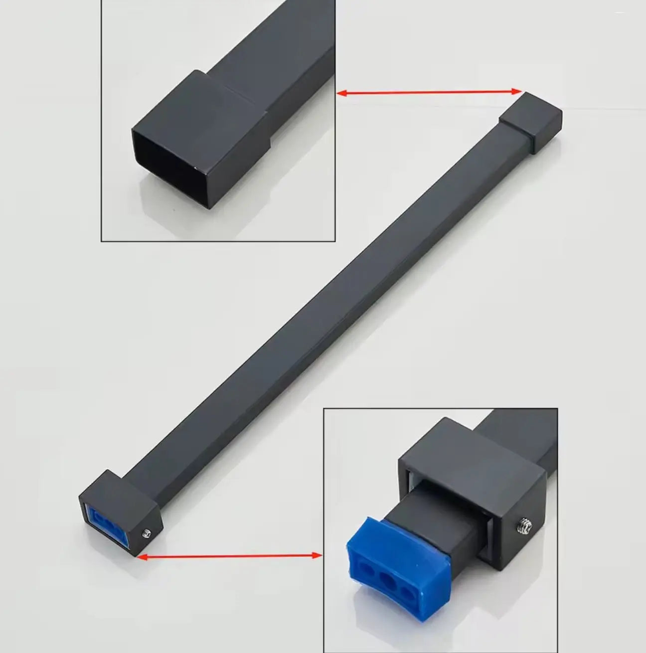 SaniSupreme verlengbuis douche 40 cm rechthoek mat zwart voor o.a. Arizona doucheset