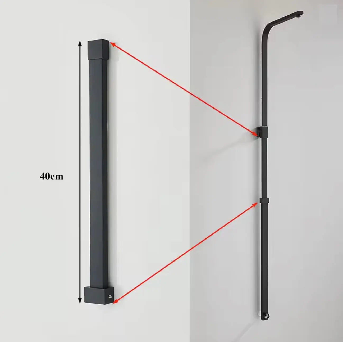 SaniSupreme verlengbuis douche 40 cm rechthoek mat zwart voor o.a. Arizona doucheset