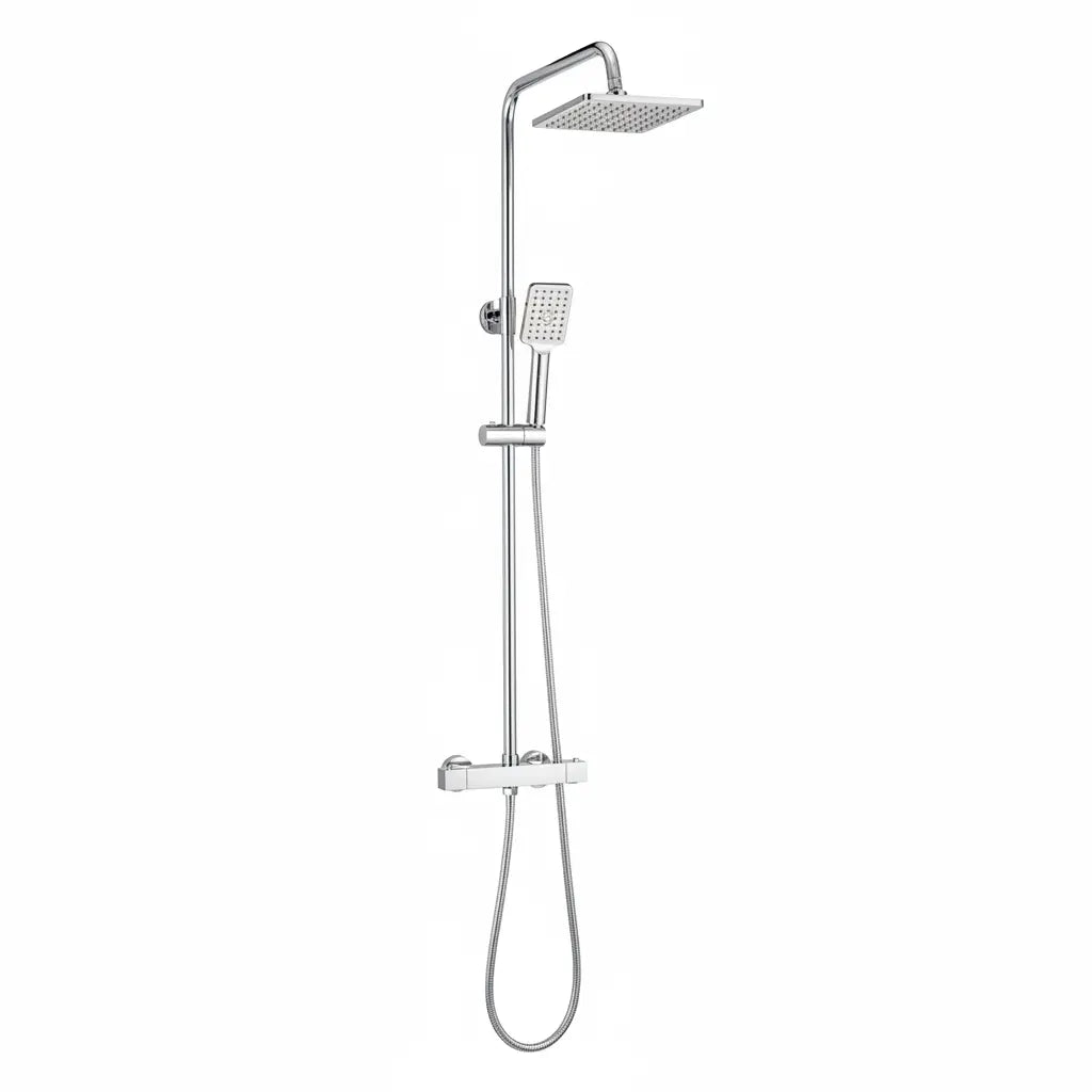 SaniSupreme Vienna Thermostatisch opbouw doucheset 20 cm regendouche chroom vierkant