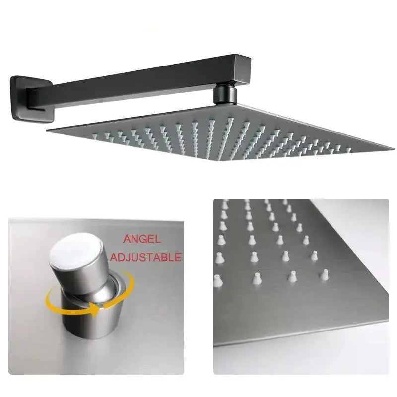 SaniSupreme vierkante regendouche hoofddouche regendouchekop 25x25 cm. Gunmetal