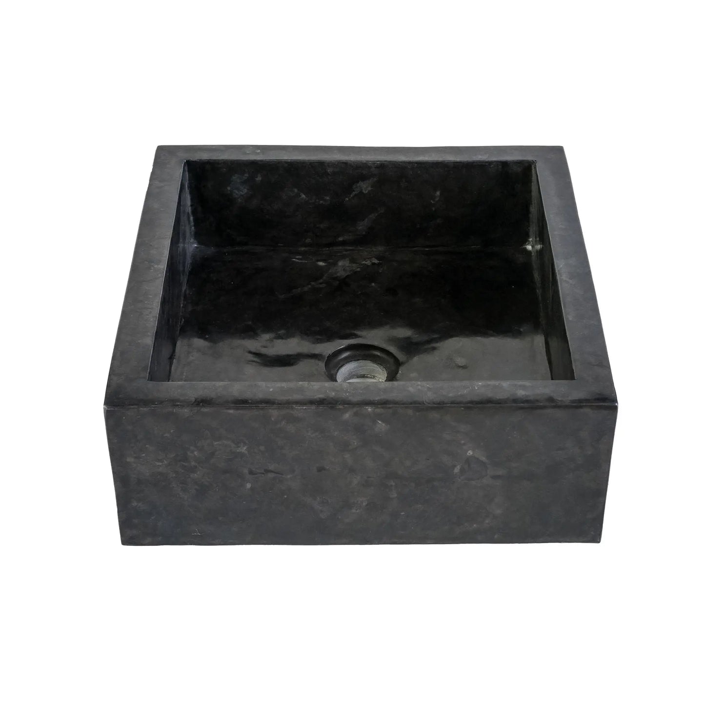 SaniSupreme Vierkante Waskom Jakarta gepolijste waskom kuipvorm van steen - Gepolijst Zwart Marmer 40x40x15CM