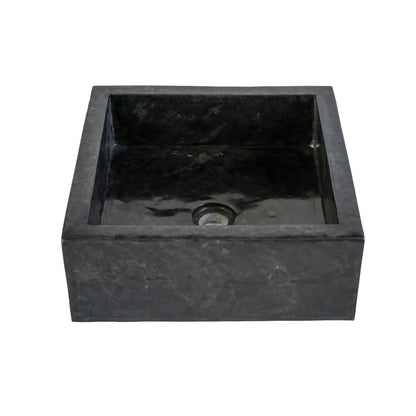SaniSupreme Vierkante Waskom Jakarta gepolijste waskom kuipvorm van steen - Gepolijst Zwart Marmer 40x40x15CM