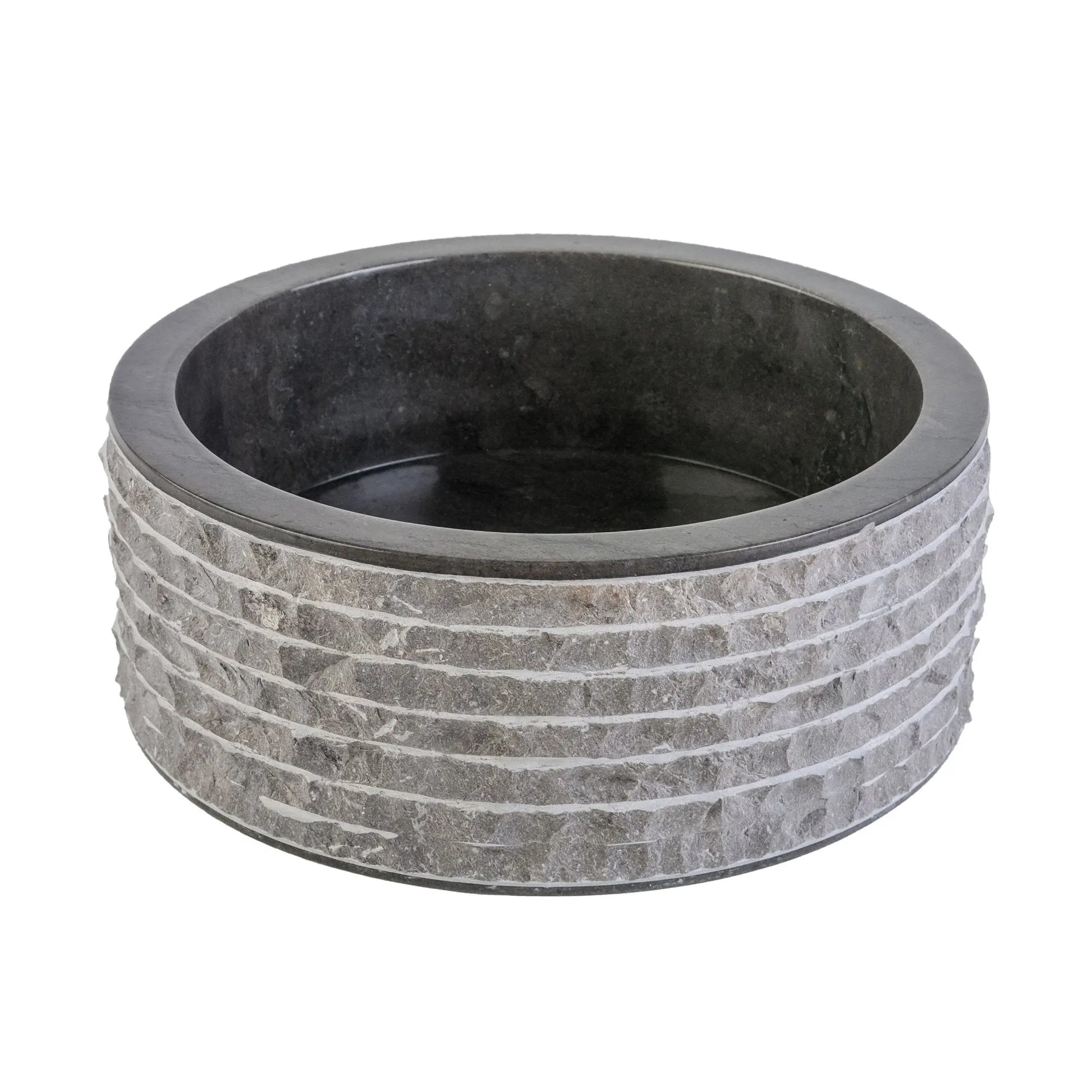 SaniSupreme Vierkante Waskom Jakarta gepolijste waskom Rond van steen - Grijs Zwart Marmer 40x15CM