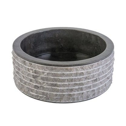 SaniSupreme Vierkante Waskom Jakarta gepolijste waskom Rond van steen - Grijs Zwart Marmer 40x15CM