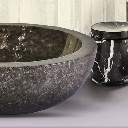 SaniSupreme Volledig gepolijste waskom van steen - Grijs Marmer 35x12CM