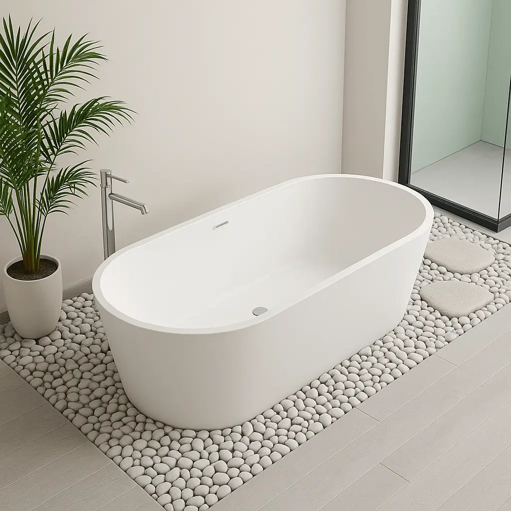 SaniSupreme vrijstaand Bad AquaTherme Plus met push - up Solid Surface mat wit 170x70