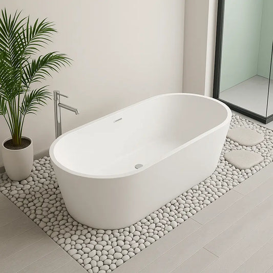 SaniSupreme vrijstaand Bad AquaTherme Plus met push - up Solid Surface mat wit 170x70