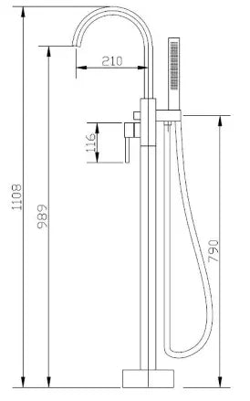 SaniSupreme Vrijstaande Badmengkraan Aloni met Handdouche Messing Gunmetal Grijs