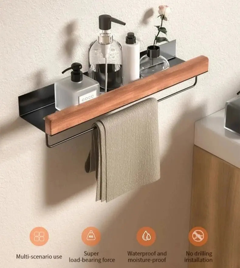 Sanisupreme Walnoot Badkamer Doucheplank 60 cm met Handdoekdrager