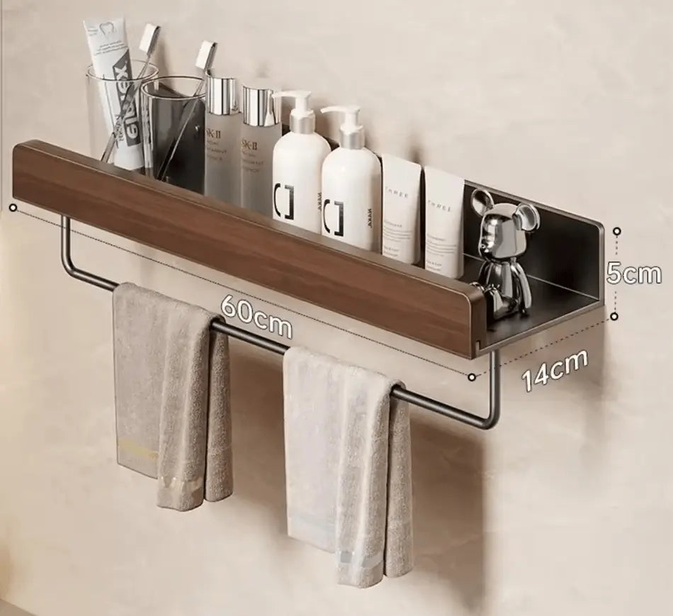 Sanisupreme Walnoot Badkamer Doucheplank 60 cm met Handdoekdrager