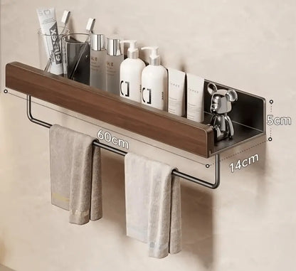 Sanisupreme Walnoot Badkamer Doucheplank 60 cm met Handdoekdrager